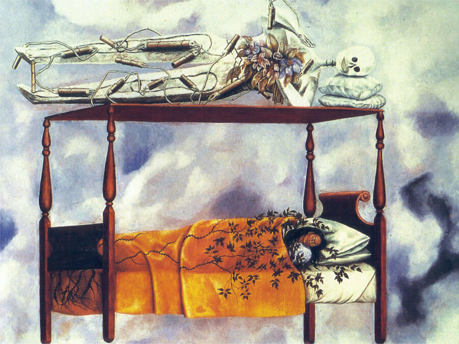 The Dream (The Bed), 1940 - by Frida Kahlo