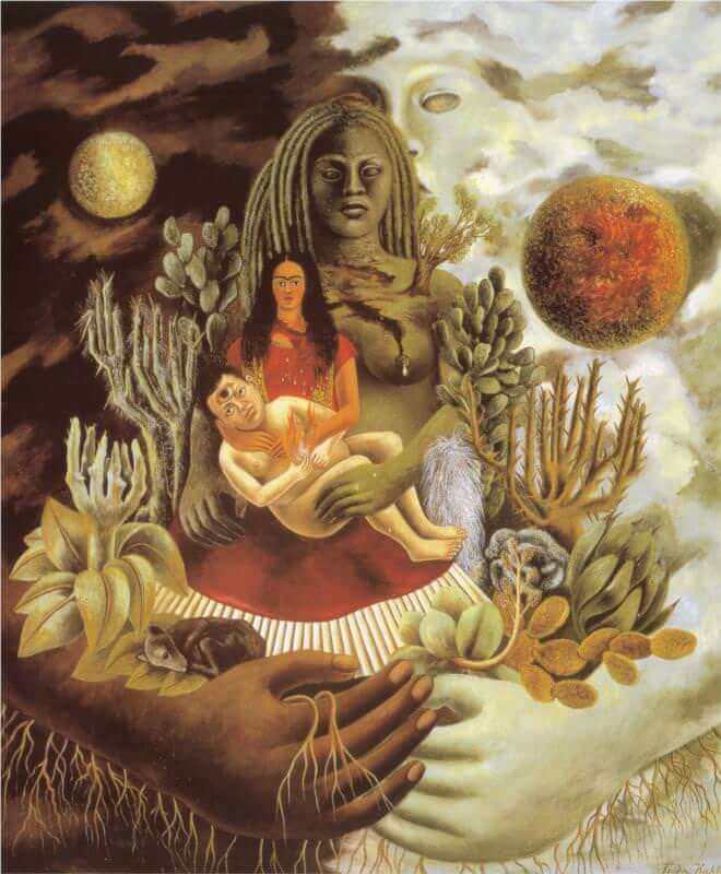 The Love Embrace of the Universe, the Earth (Mexico), Myself, Diego and Señor Xólotl, 1949 by Frida Kahlo