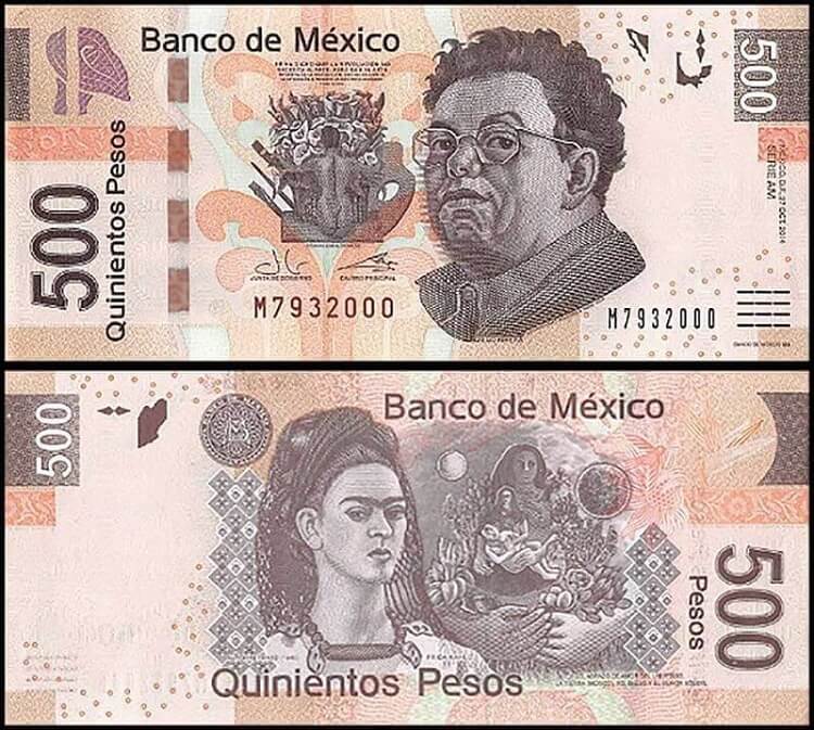 500 Peso with Frida Kalho and Diego Rivera