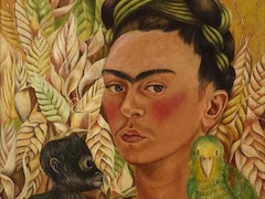 Self Portrait with Monkey and Parrot by Frida Kahlo